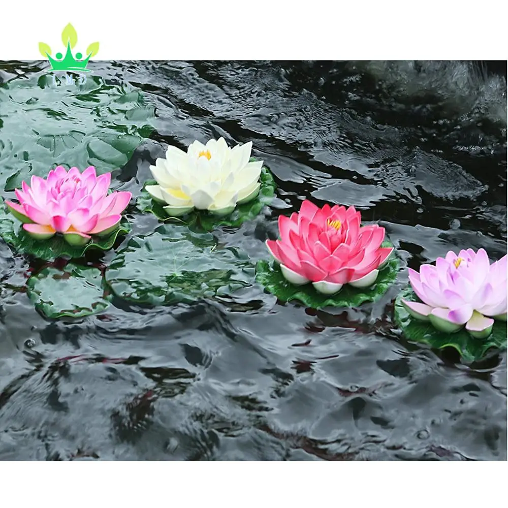 18cm Artificial Lotus Floating Water Lily Flowers Plants Home Decors Pond YL 
