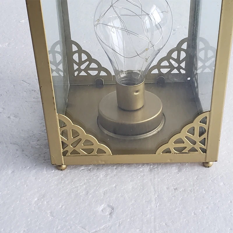 Iron Metal Gold Moroccan hollow LED Lantern For Home or Festival Decoration