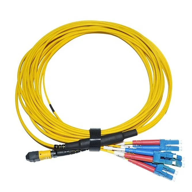 High density Indoor 8 core Single Mode MPO Fiber Optic Patch Cord Cable With MPO to LC Connector