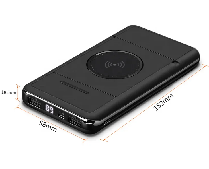 Беспроводное зарядное устройство Power Bank с подставка для мобильного телефона, 10000 мАч Qi беспроводной внешний аккумулятор банк портативного зарядного устройства совместимые телефоны