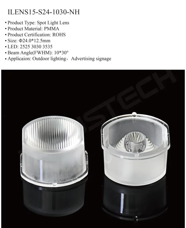 Ilenstech акриловые линзы 10x30 Угол луча 2525 3030 3535 Светодиодные для