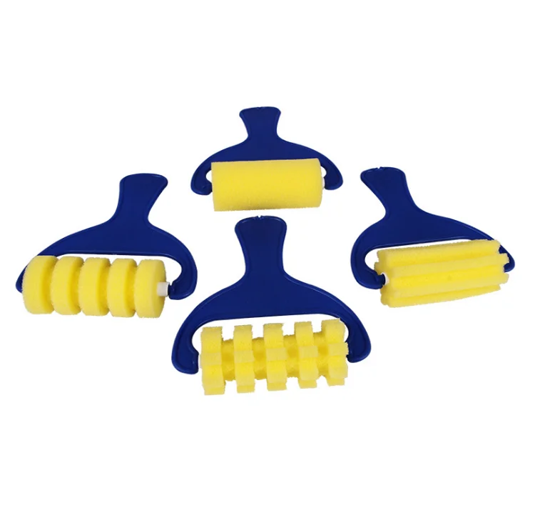 
Xinbowen Diy 4 шт пластиковая ручка различные роликовые поролоновые краски кисти для рисования детей 