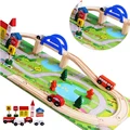 BP1511163 40pcs Wooden Electric MiniTrain Toys Set for Children Rail Slot Trains Boy Friends Brinquedos Track
