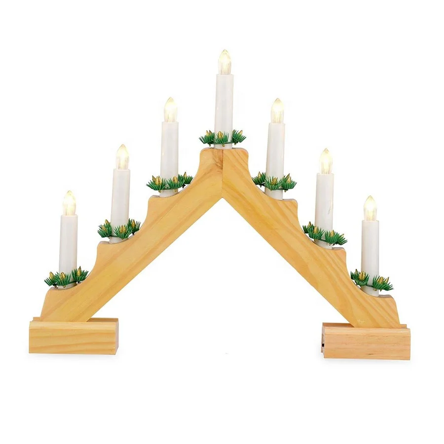 Details about   Red Wooden Candle Bridge Light 7 Bulb Christmas Xmas Window Decoration Arch 
