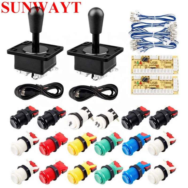 2Player Arcade  American Happ Colored Buttons Joystick Kit on PC Raspberry Pi Retro Pie Video Game MAME Jamma Game Kit