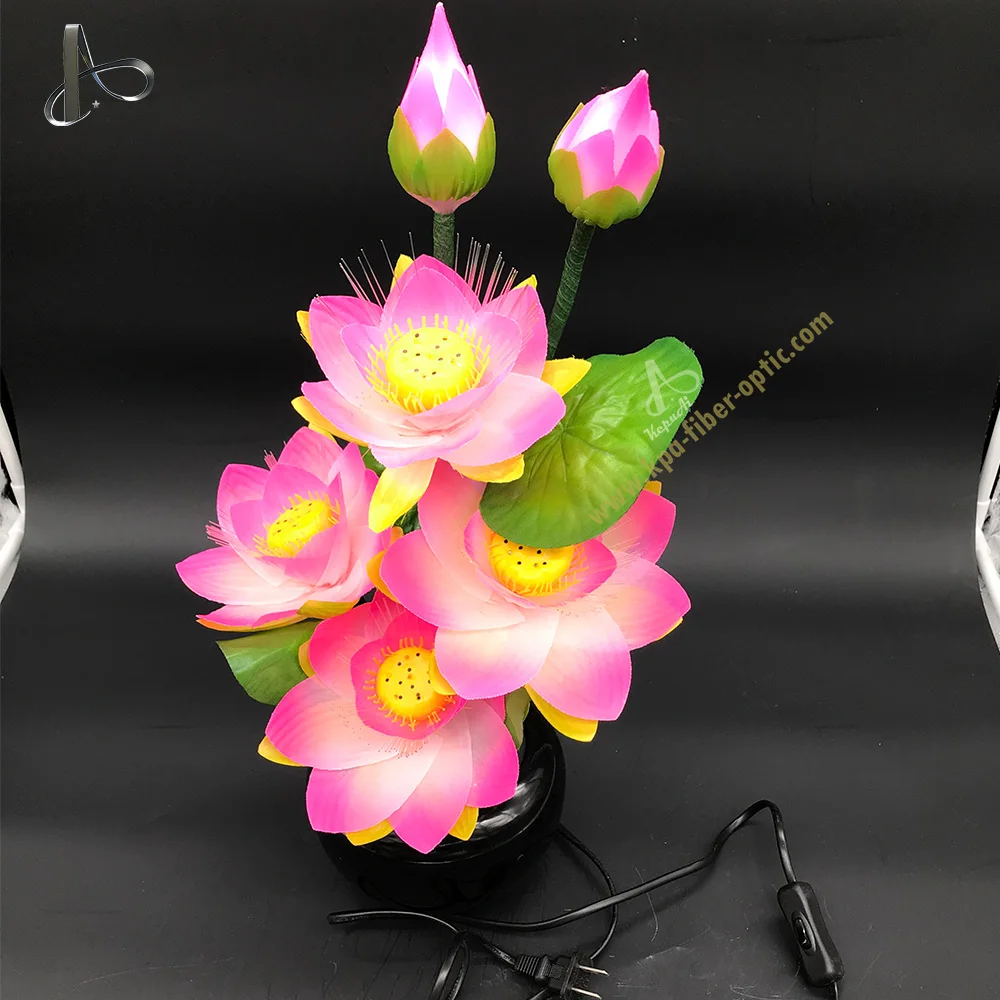 Artificial Flower Lotus Decorative Fiber Optic Nightlights Lamp