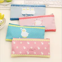 Kawaii Cartoon Sheep Pencil case Printing canvas zipper pen bag Colorful Stationery Pouch Gift office school supplies 4 colors