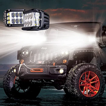 10PCS 4inch Square LED Work Light Spot Flood Pods OffRoad Driving Truck FOG Lamp