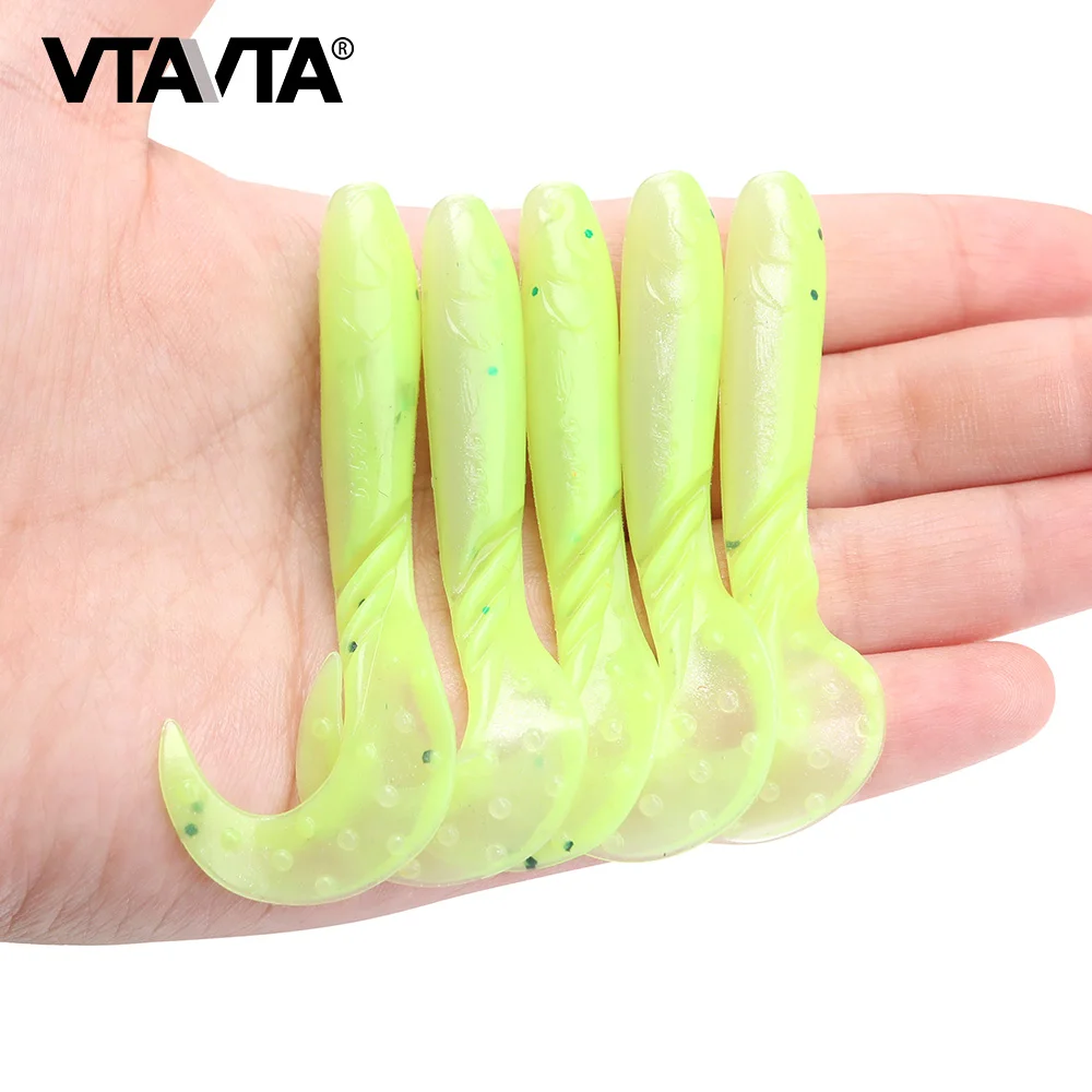 5PCS/Box Paddle Tail Swimbait Soft Jerk Baits Fishing Lures, Curly