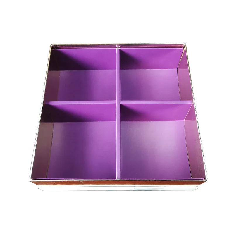 Custom square Lid and Base Paper Rigid Cardboard Box with Paper Dividers for Gift Packaging