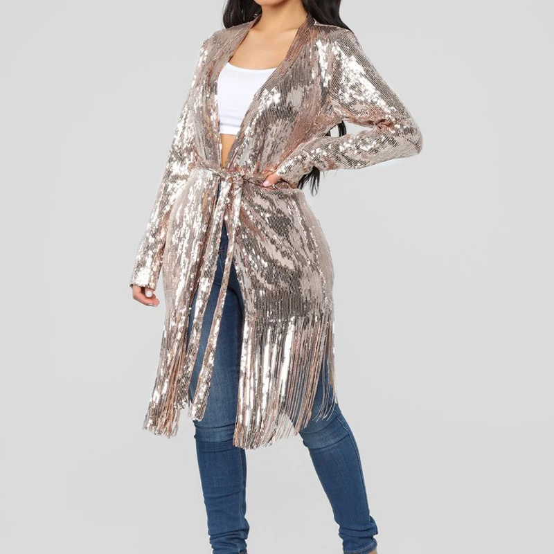 long sequin coat