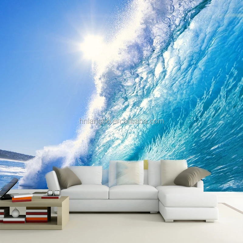 3dスペース壁紙青い海の波壁紙子供部屋ベッドサイドサージ壁紙壁画 Buy スペース壁紙 海洋壁紙 子供ルーム壁画 Product On Alibaba Com