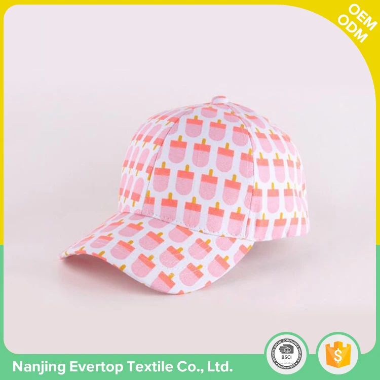 Оптом дешево пользовательские моды дети полный набивным рисунком розовый Sun Cap