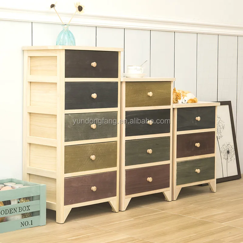 Красочный Деревянный Комод с ящиками