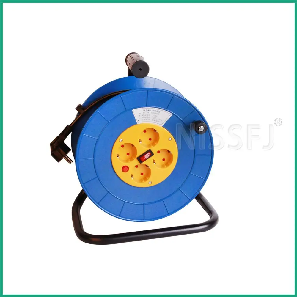 Plastic European Standard 4 Sockets Small Retractable Electric Cord Cable Reel Drum China Manufacturer