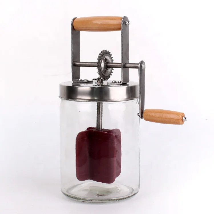 1L手作り手動ガラス製ハンドクランクバターチャーンジャー家庭用1000ml