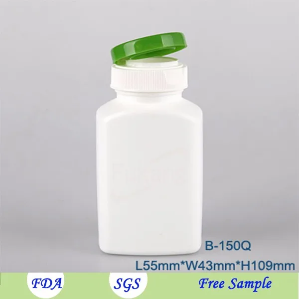 60ml Empty Square White HDPE Plastic Pill Bottle Packaging Medicine Capsule Container