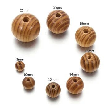 8~30mm Pine Natural Round Wood Spacer Wooden Loose Beads Wholesale Unfinished Handmade for Bracelet Necklace DIY Jewelry Making