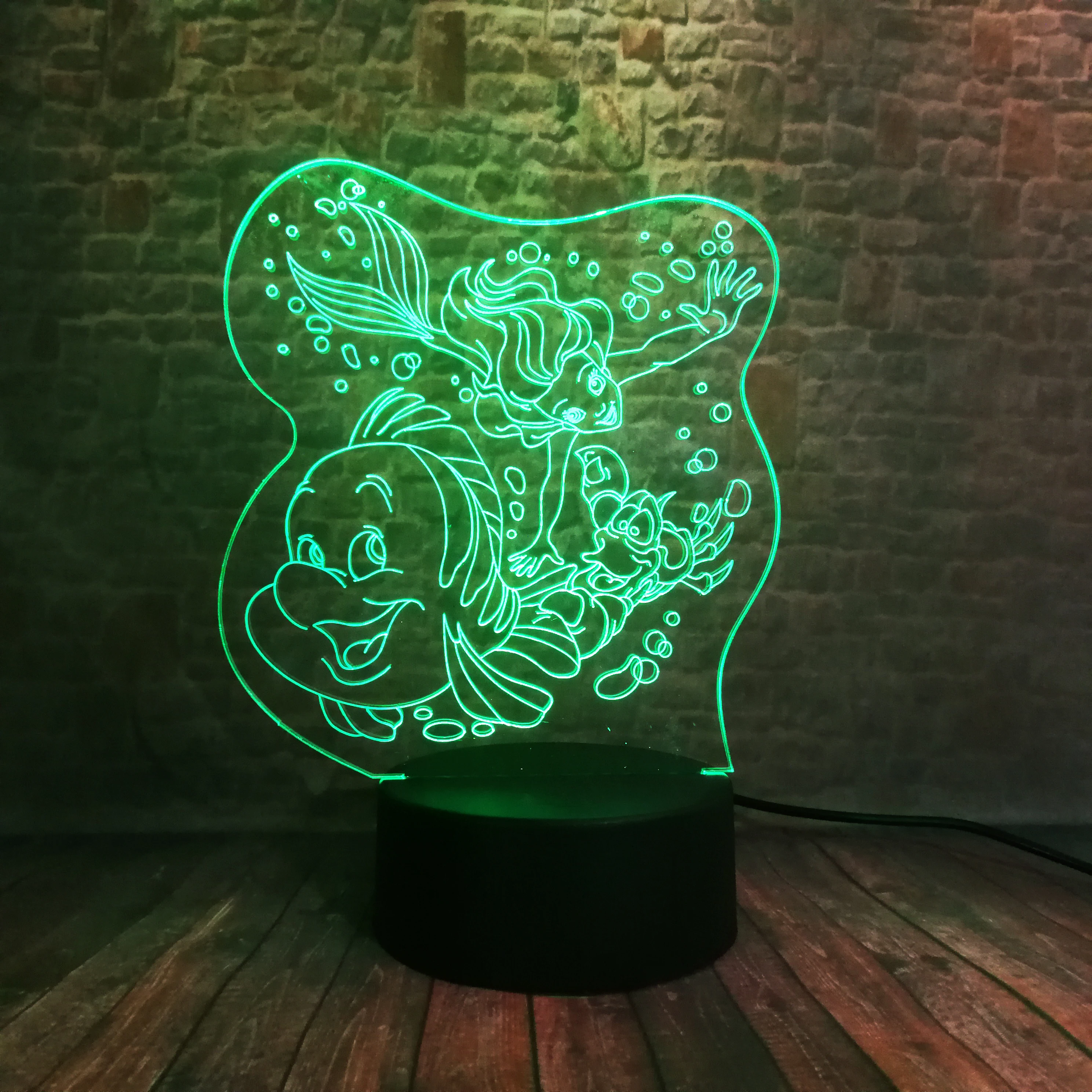 Ariel Mermaid  Princess 3D Acrylic LED  Night Light Touch Table Desk Lamp Gift 