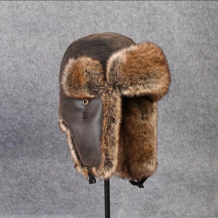 Cappello da uomo in pelle di coniglio cappello russo papà Ushanka