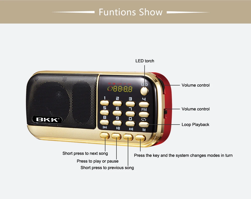 
 Сделано в Китае B836S музыкальный плеер FM-динамик с USB-портом (B836S)  