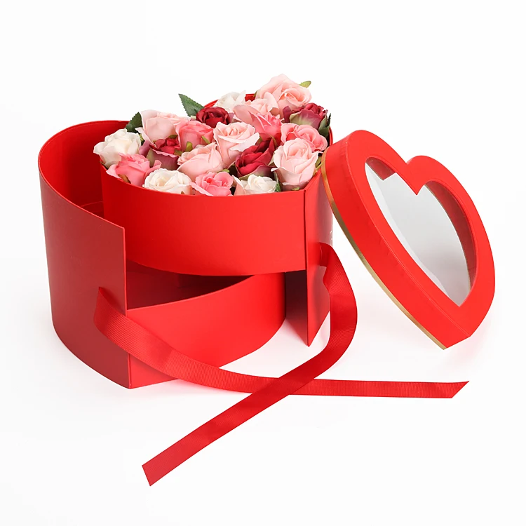Heart-Shaped Double-layer Rotating Valentine’s Day Flower Packing Box
