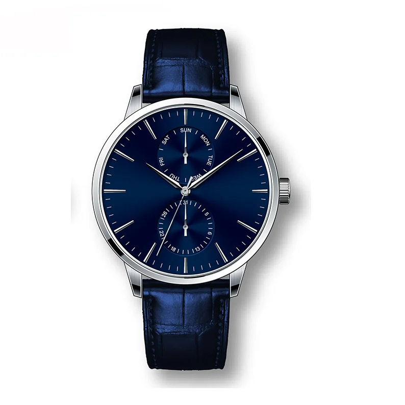 Stylish Leather Strap Chronograph Quartz Custom Watch Luxury