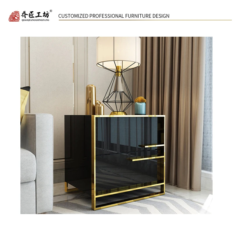 Multifunctional Metal Leg Side Table Glass Gold Side Table Modern Luxury Side Table
