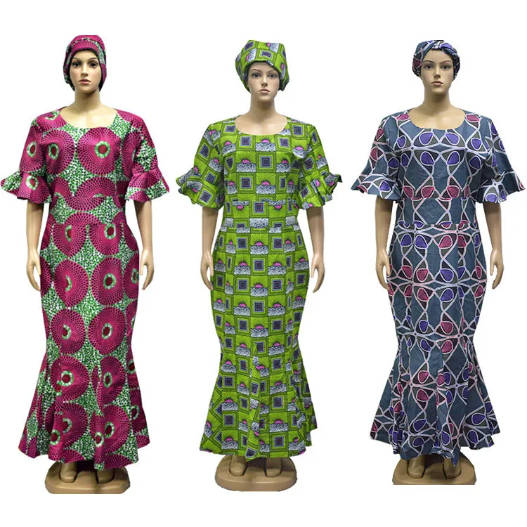 Платье Queency с шарфом на заказ, африканская традиционная одежда с принтом Анкары, восковое Макси-платье