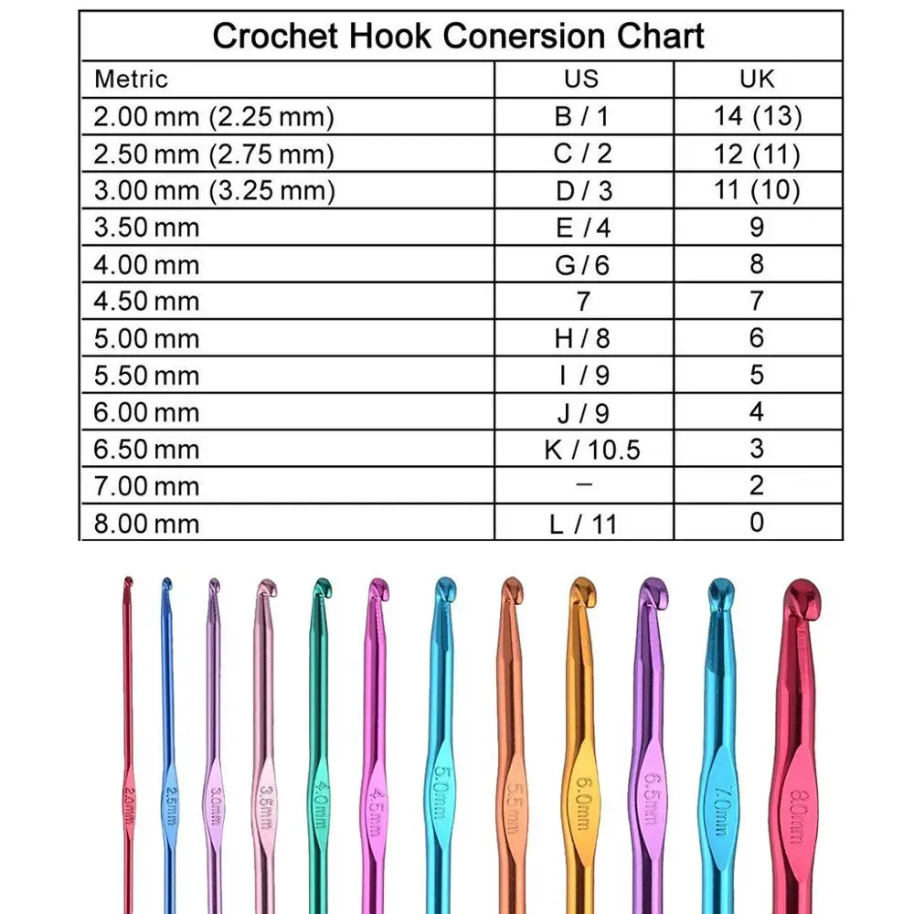 Size 6.5mm 7.0mm 8.0mm 9.0mm 10.0mm Crochet Hooks Set, Lightweight and  Sturdy Design, Suitable for Beginners, Intermediate or More Experienced