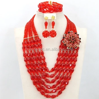 Colorful Drop shape African Beads Jewelry Sets Nigerian Wedding Jewelry Sets Full Beads Indian Bridal Jewelry Sets