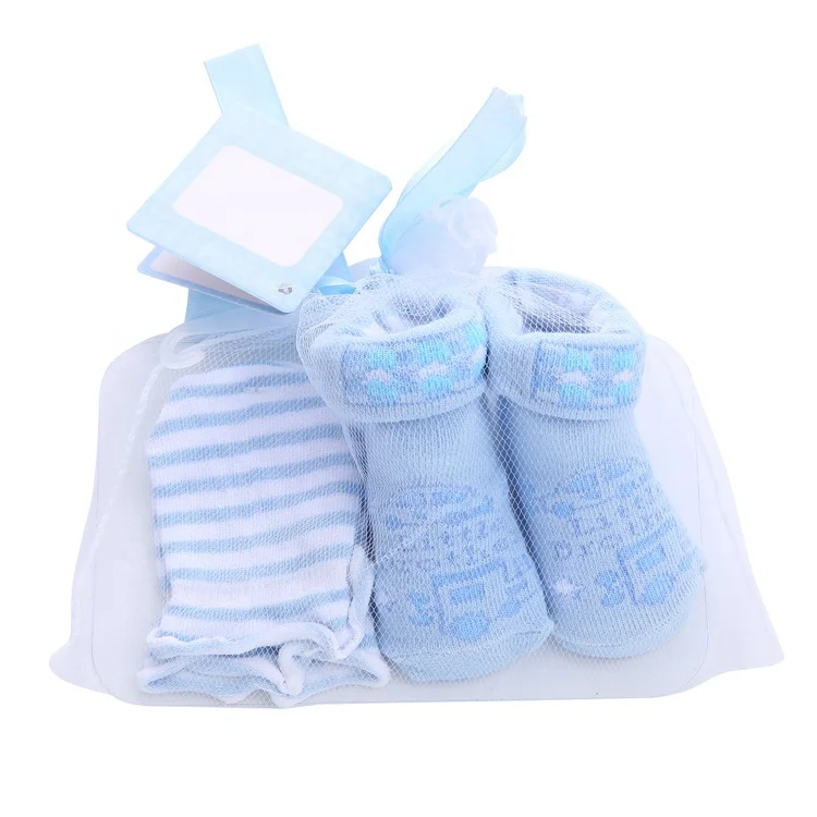 Подарочная упаковка из 100% хлопка, вязаные детские носки с варежками