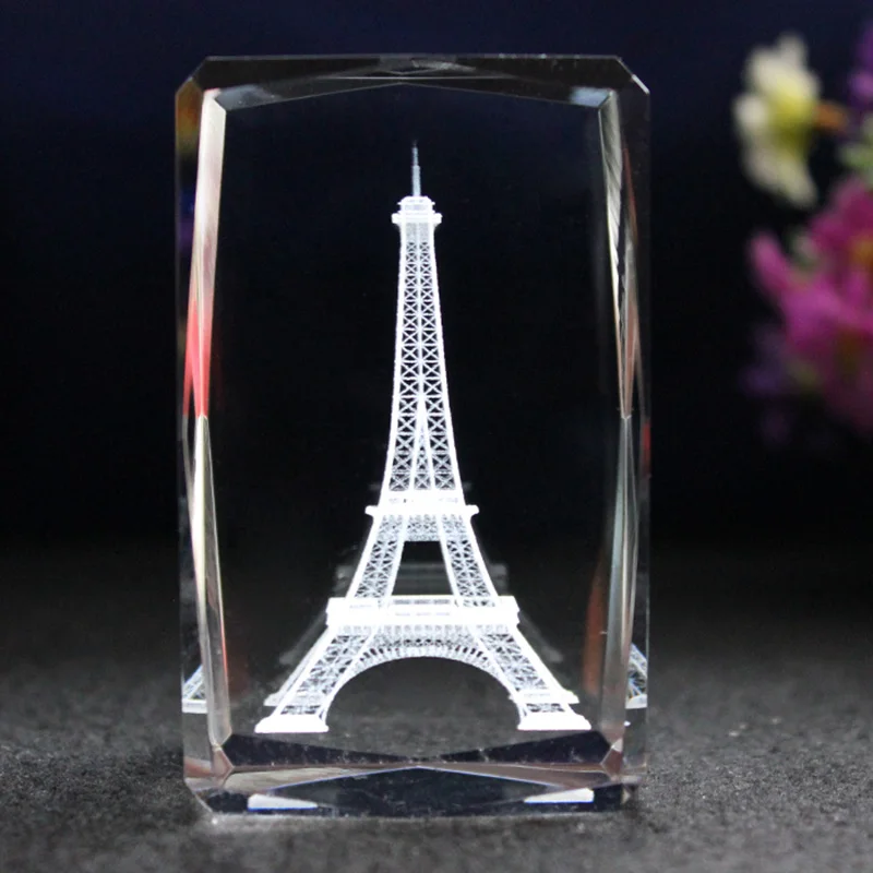 Torre Eiffel 3d De Cristal Grabado Bloque De Cristal Para