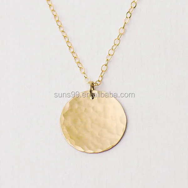 Gold Disc Necklace popular // Hammered Disc and Tag Necklace // Double Disc Circle Necklace // Gold Hammered Necklace // Gold Filled Necklace