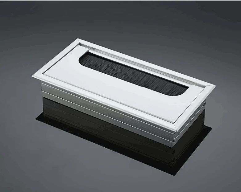 Brushed Aluminum Color Rectangle Shape Soft Closed Flip Lid Table Hole ...