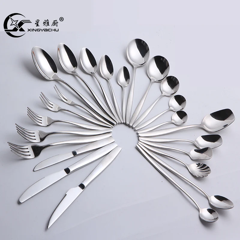 304 Stainless Steel Fruit Cake Fork Coffee Tea Spoon in Swan Holder Cutlery Set 