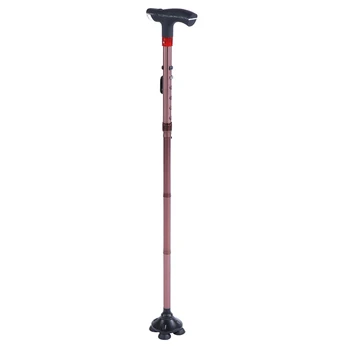 china wholesale height adjustable folding walking cane stick mobility aids with led light and SOS alarm