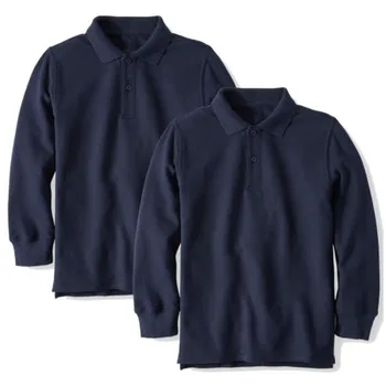 Long Sleeve Double Pique Polo Shirt Boys School Uniform for School 15 Workdays After Final Sample Confirmed Children 52*52*35cm