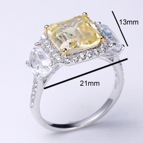 Silver outlet Big Yellow Crystal Ring