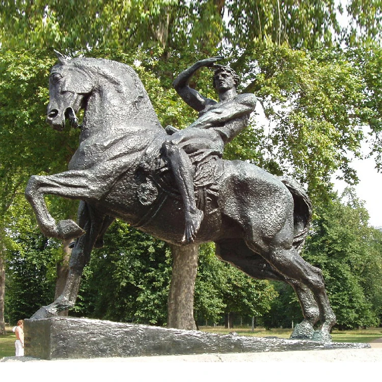 Brass Warrior Cast Horse and Rider Metal Sculpture Napoleon Statue