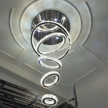 chandeliers ceiling luxury k9 crystal ring lighting 4M art chandelier hotel lobby crystal lamp large crystal chandelier