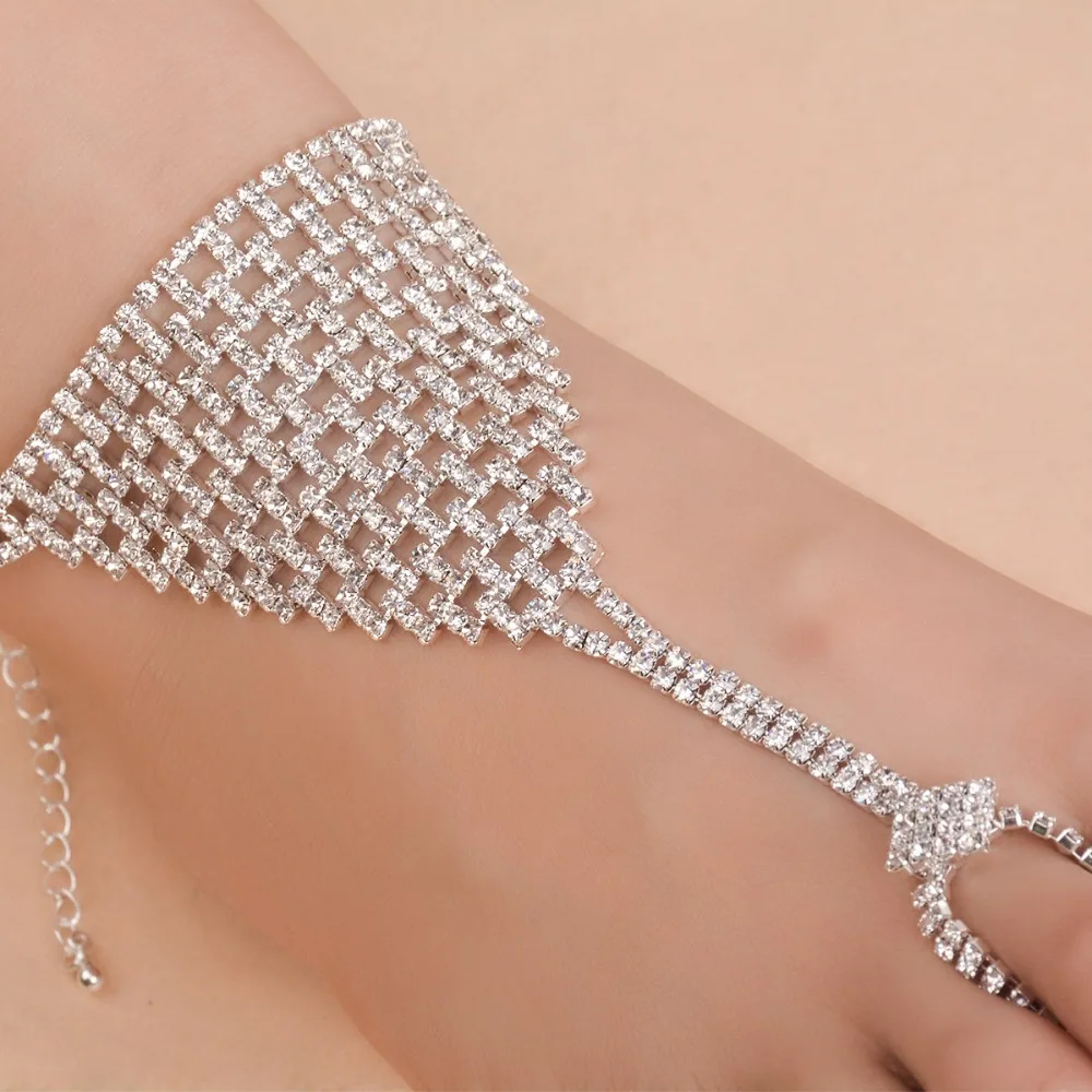 Multilayer Floating Diamond Vintage Style Hand Chain Hand Ring Bracelet