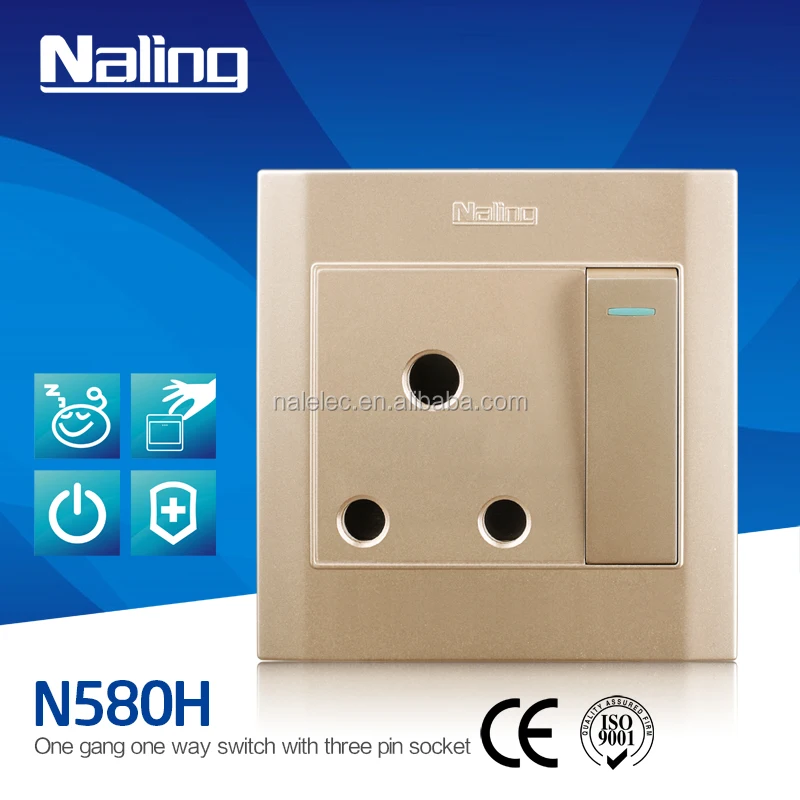 15 Amp One Gang Switch 3 Round Pin 250 V Socket