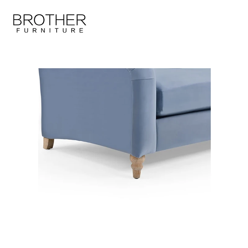 Classic Blue Tufted Loveseat Sectional Sofa Set Wooden Frame Chesterfield Style for Home or Hotel Living Room Furniture