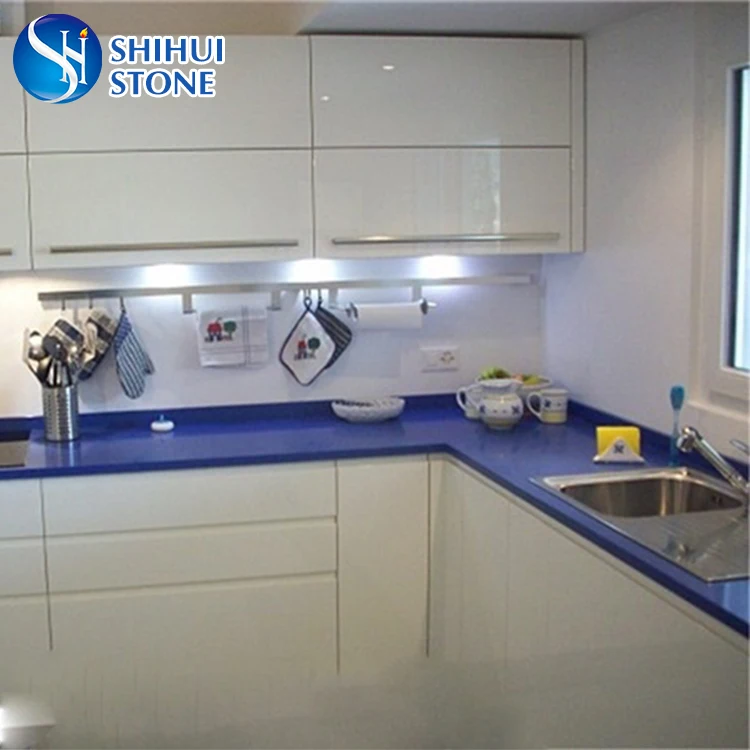 SHS Factory Artificial Blue Sparkle Quartz Stone Countertop with Top Quality