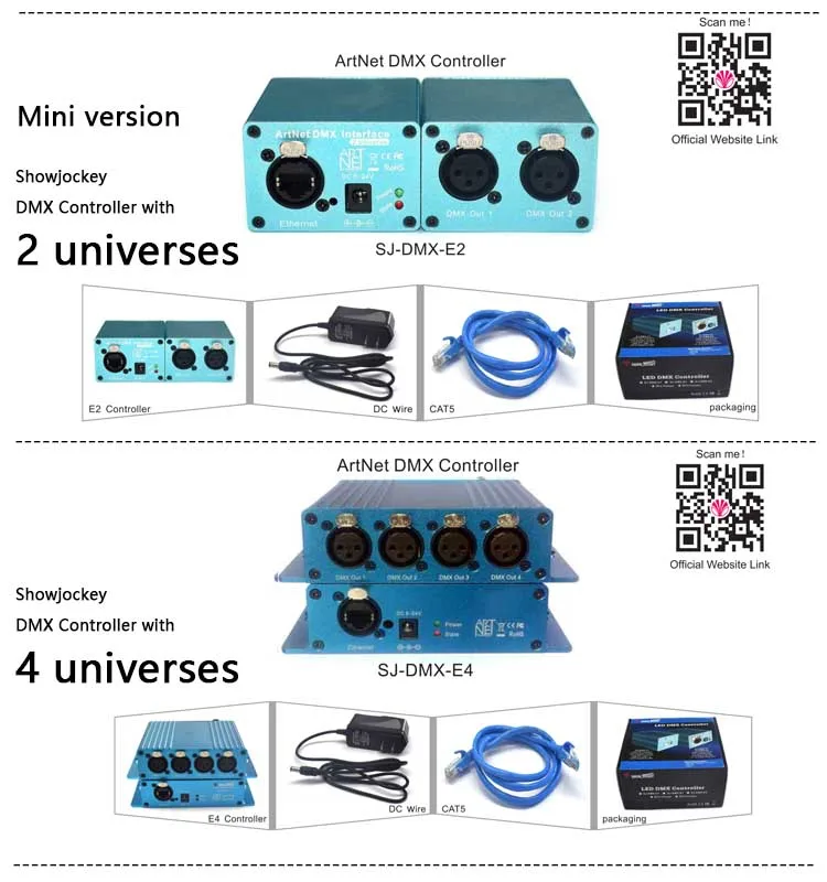 Showjockey RGB led controller ws2812 artnet box 16 ports artnet dmx node