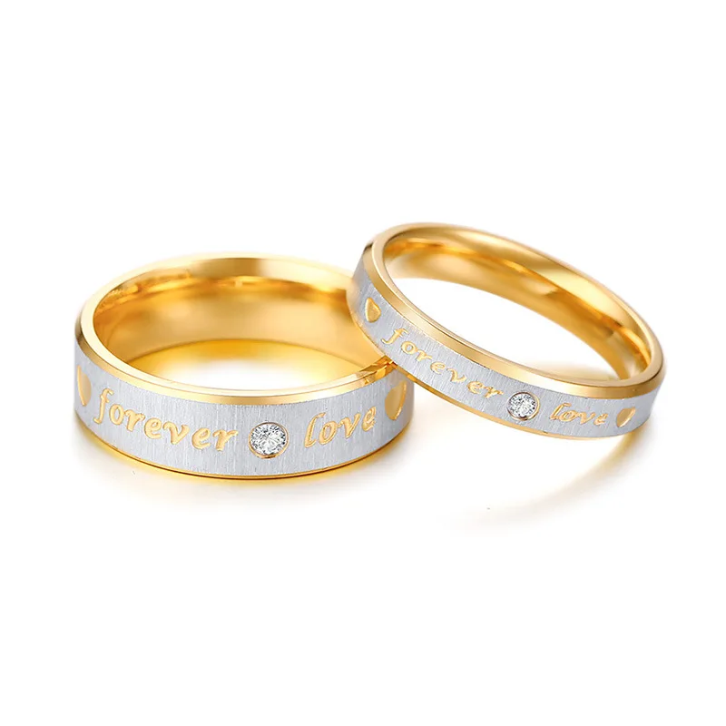 JewelMaze Love Forever Gold Plated Proposal Couple Rings for Girls and