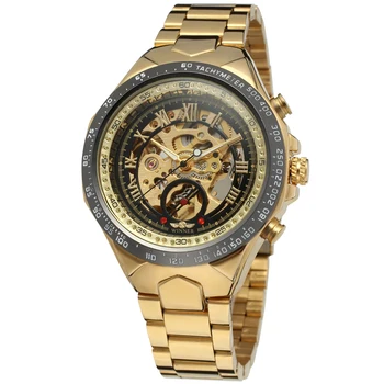 China Factory Brand Top 10 T- Winner Watch Gold Luxury Mens Automatic Stainless steel Mechanical Skeleton Auto Watches for Man
