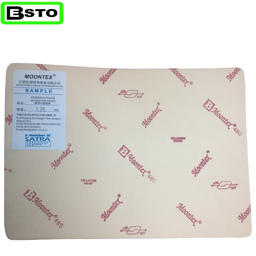 jiangyin besto good quality high gule moontex 480 cellulose insole paper board