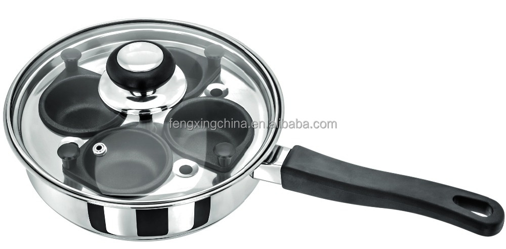 Из нержавеющей стали Яйцо Браконьер и яйцо котел с 4 шт. антипригарным чашки бакелитовой